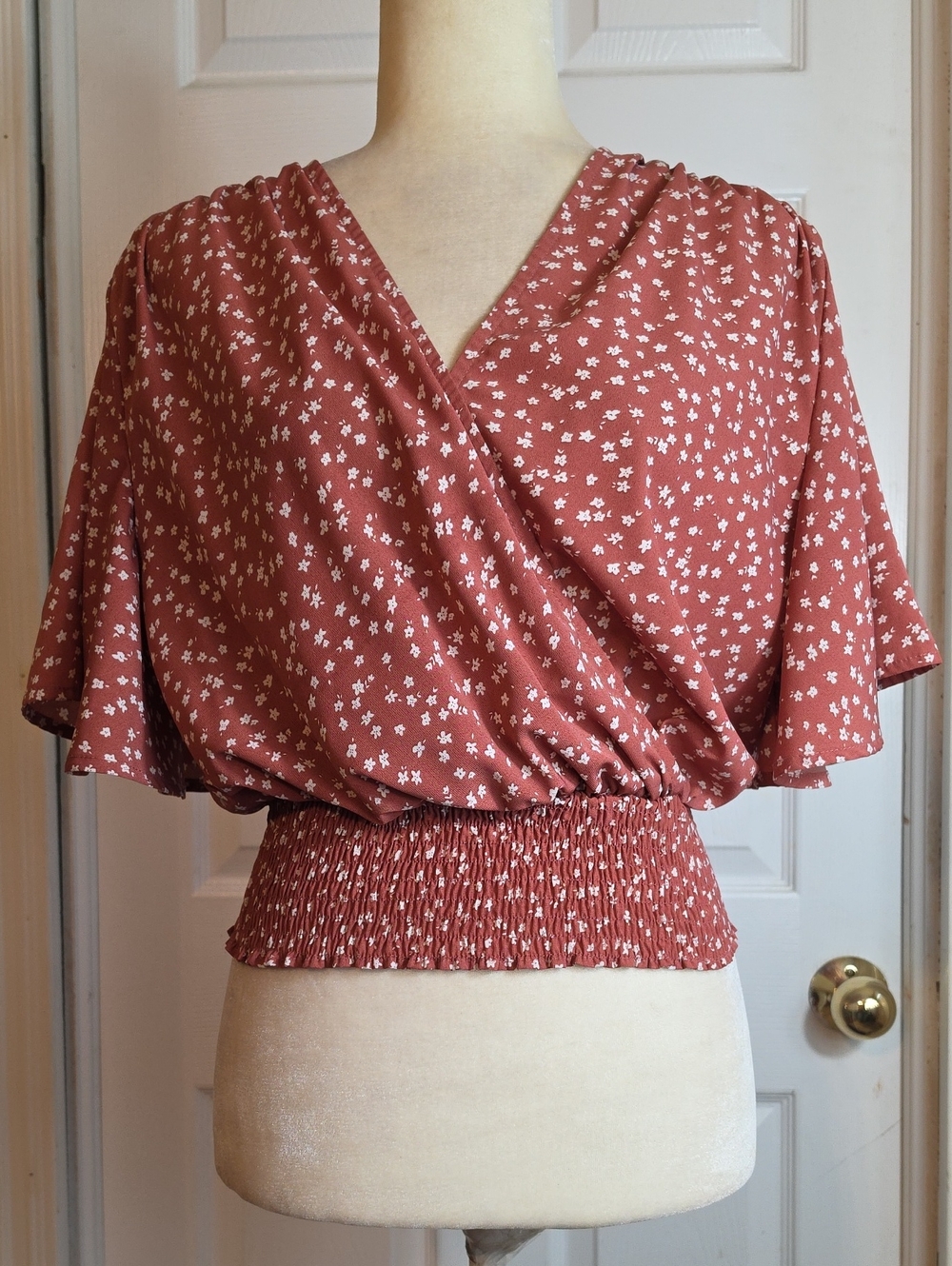 Shein Crossover Smocked Blouse